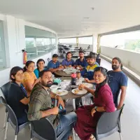 A team picture at the cafeteria